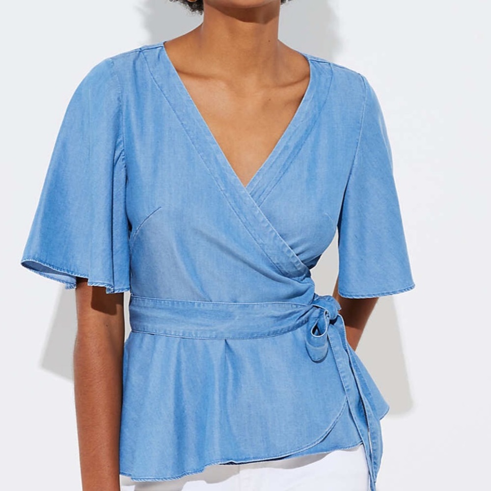 Chambray Wrap Top